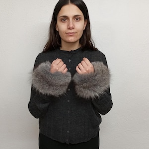 fox fur cuffs Gray fox fur cuffs