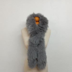 Grey fox fur scarf