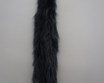 Black Fox fur trim-real fox fur strip. 1 metre length