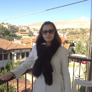 Black Fox Fur Scarf: Soft Pull Through Design