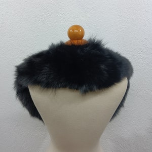 Nedium size black color fur collar ,real fox fur collar image 4