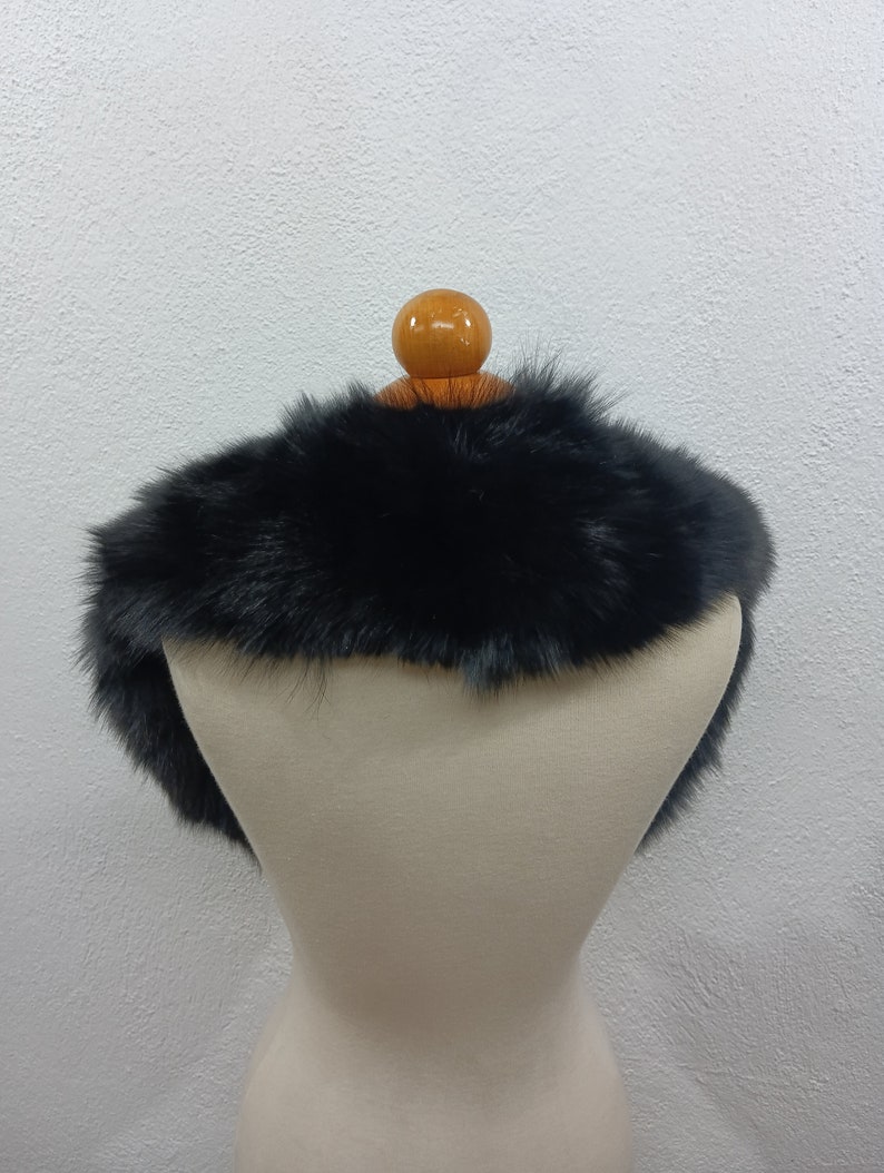 Nedium size black color fur collar ,real fox fur collar image 4
