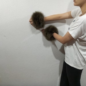Real fox fur cuffs.Forest green color