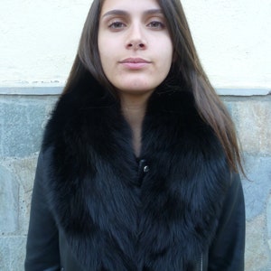 Black Fox fur collar, real fox fur collar.