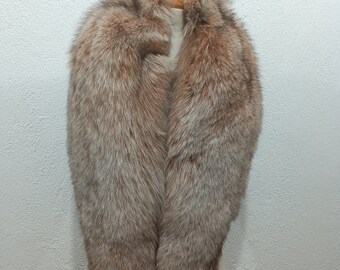 brown beigefox fur large fur collar