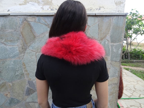 Red fox fur collar discount