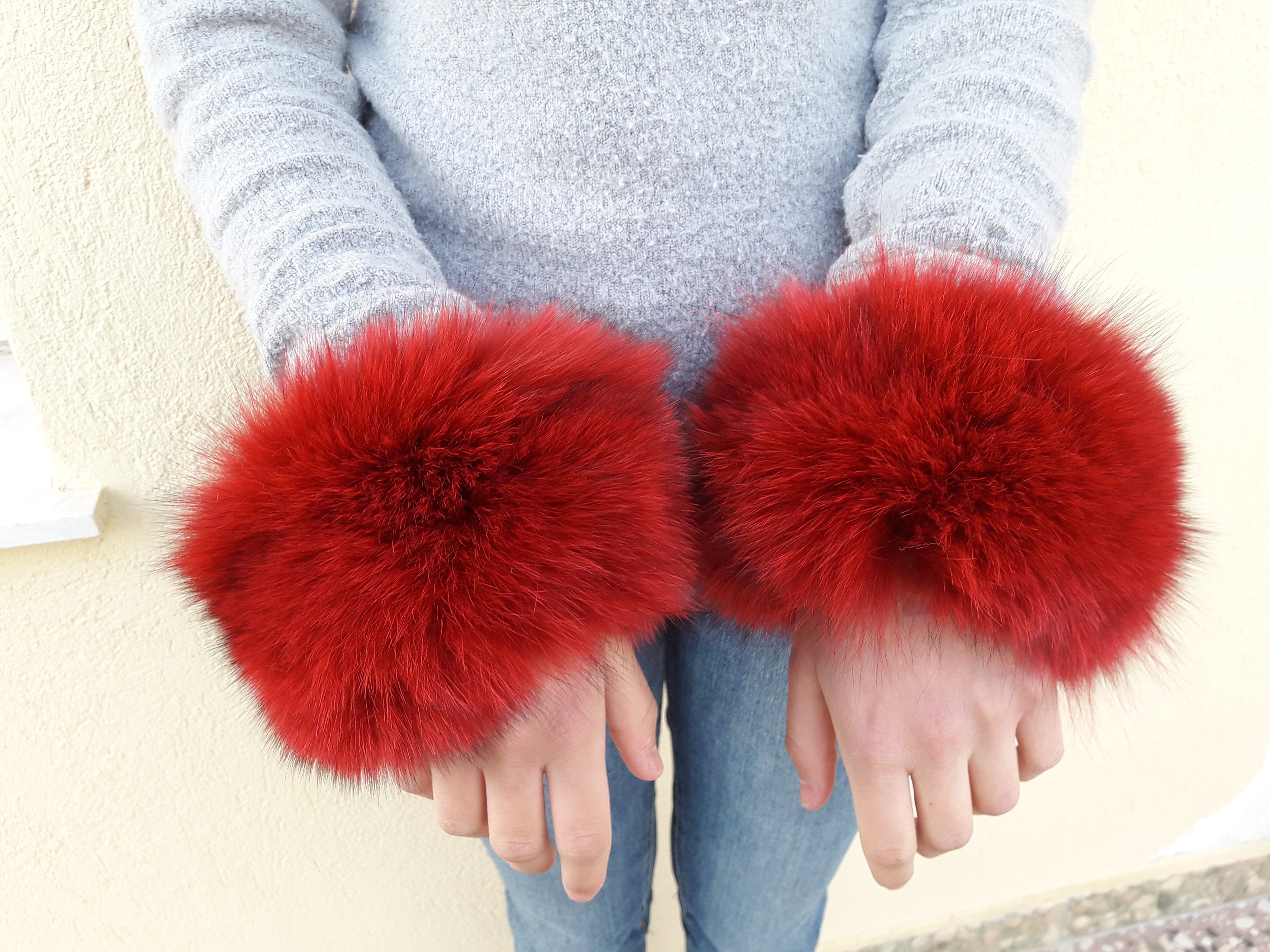 Real fox fur cuffs deals