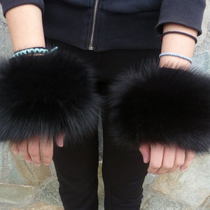 Black Real fox fur cuffs.