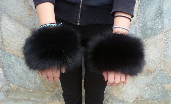 Black Real Fox Fur Cuffs. -  Canada