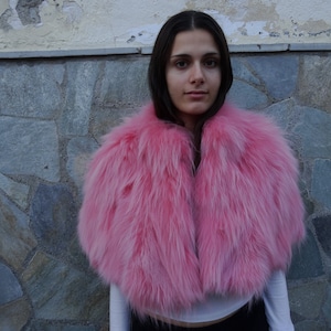 pink color fox fur stole ,cape