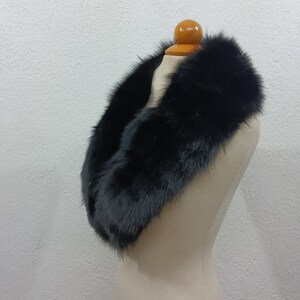 Nedium size black color fur collar ,real fox fur collar image 3