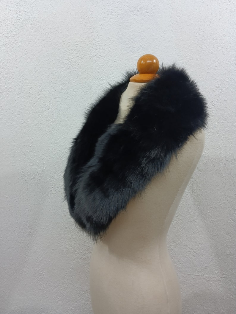 Nedium size black color fur collar ,real fox fur collar image 3