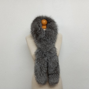 Silver Blue Fox Fur Scarf: Natural Frost Soft Fur