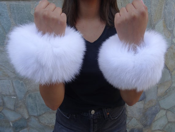 white fur cuffs