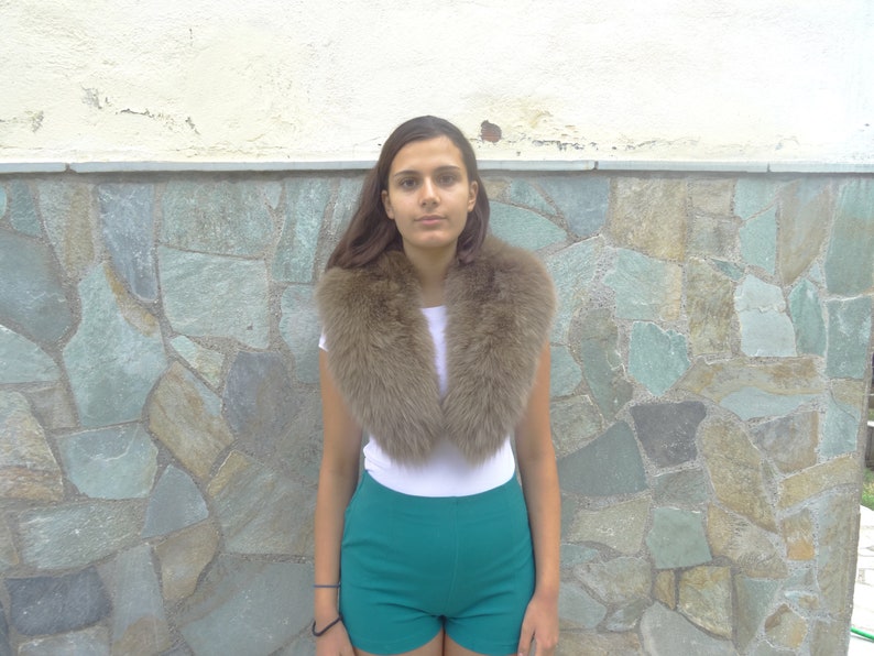 Brown fox fur collar real fox fur collar