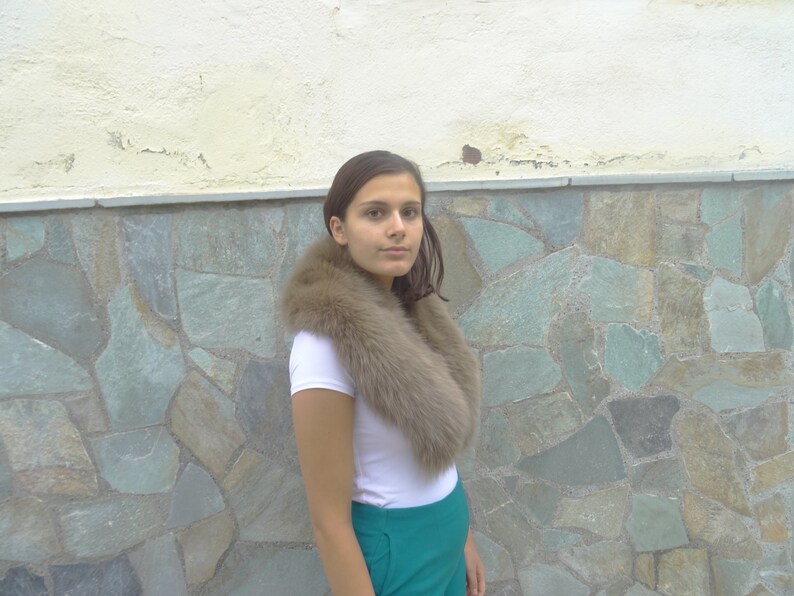 Brown fox fur collar real fox fur collar