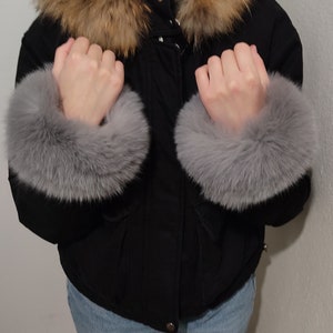 Real fox fur cuffs.gray fox fur cuffs