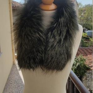 Green fox fur hood trim fox fur collar