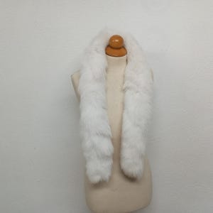 White fox fur scarf double sided fur pull through design