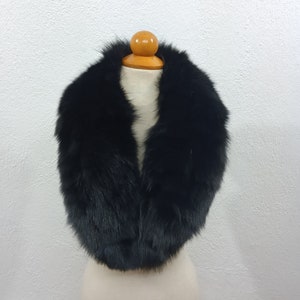 Nedium size black color fur collar ,real fox fur collar image 2