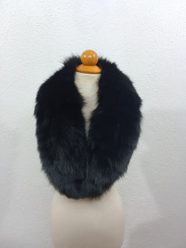 Nedium size black color fur collar ,real fox fur collar image 2