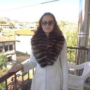 Black crystal Fox fur collar, real fox fur collar.