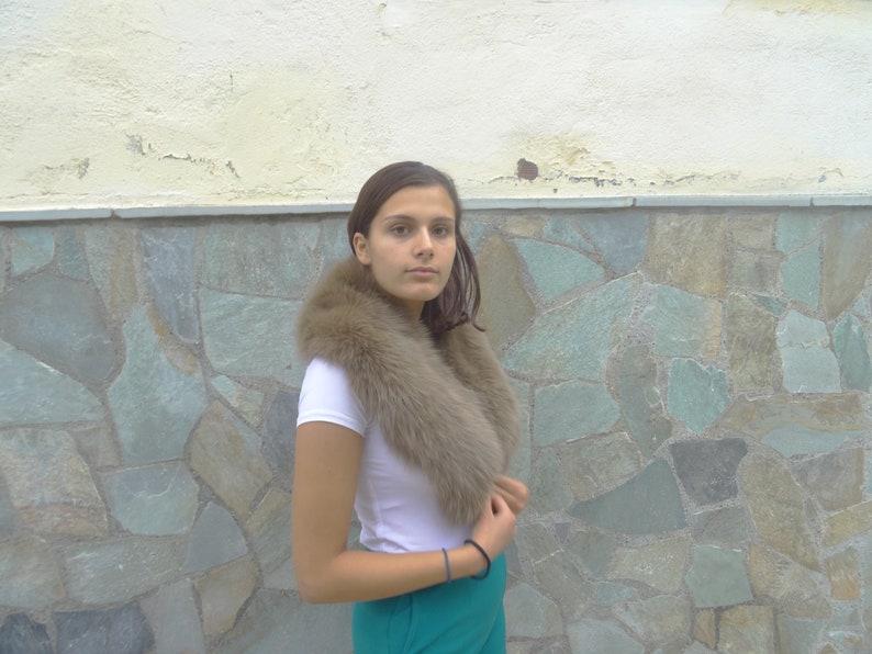 Brown fox fur collar real fox fur collar