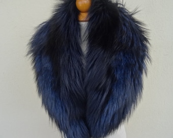 Blue black fox fur collar fox fur collar scarf