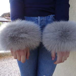 Real fox fur cuffs. lite grey fox fur cuffs