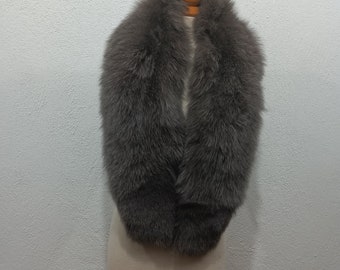 Large grafiti brown fox  fur collar,brown real fox fur collar