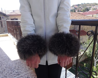 Real fox fur cuffs. Silver brown color