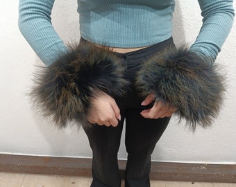 Real fox fur cuffs. brown color fox fur cuffs