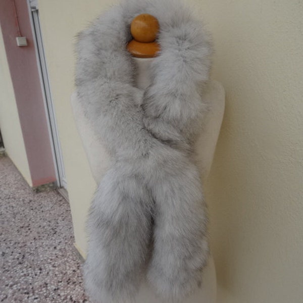 natural blue fox fur scarf white grey natural fox fur scarf