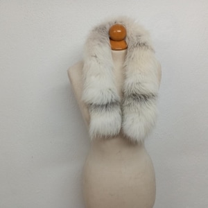 Real Fox Fur Hood Trim: Cream Color, Silver Details