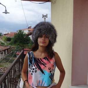 silver blue frost natural fox fur hat