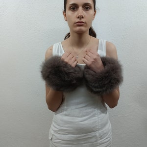 Real fox fur cuffs.grafiti browncolor fox fur cuffs