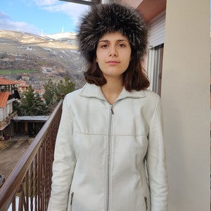 Brown snowtop Real fox fur head band/Fur neck warmer.
