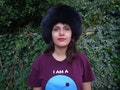 Fox fur hat Black fox real fur hat Medium size fur hat