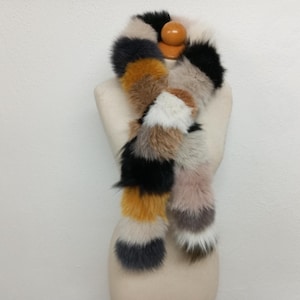 Multi Color Fox Fur Scarf: Soft Pull Through Design