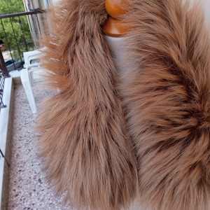 Copper color fox fur hood trim,  fur collar. fox fur trim
