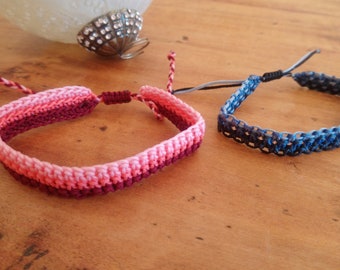 A set of two (2) Macrame Bracelets, Hippie elegant style.