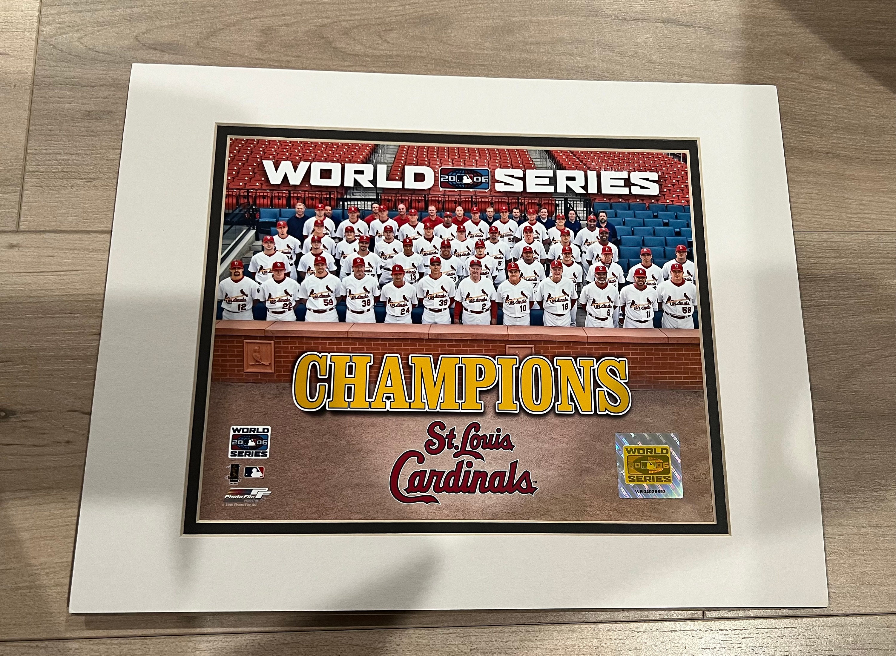 St. Louis Cardinals 2006 World Series Champions Locker Room Matted Photo