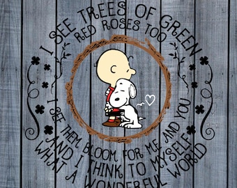 Ik zie bomen van groene Snoopy svg, png en studio 3 bestanden