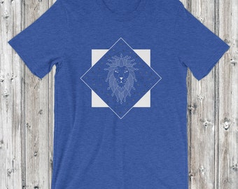 Uomini Leone t-shirt, t-shirt manica corta Unisex Leone, donne Leone Tee, donne Leone t-shirt, Lion Tee, uomini Leone Tee