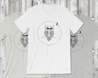 Short-Sleeve Unisex Owl T-Shirt, Men Owl T-Shirt, Women Owl T-Shirt, Owl Tee, Men Owl Tee, Women Owl Tee