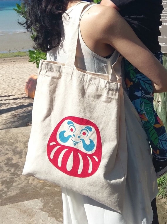 BAGSY Sydney, Cotton Canvas Tote / Made in Australia / Black or Red /Big Daruma / Gift