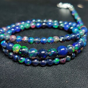 opal beaded necklace Gemstone 26Ct Good Quality Natural Black Ethiopian Opal Ball Bead Necklace 17Inches Length Cabochon Opal Necklace