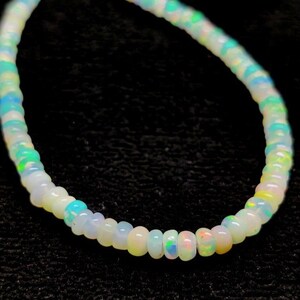 NATURAL ETHIOPIAN OPAL Necklace 33Ct High Quality Welo Fire Opal Baeded Necklace Jewelry Cabochon Rondelle Bead Opal Necklace Gemstone