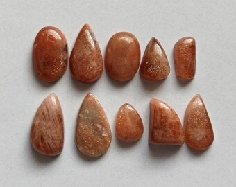 Cabochon di pietra del sole naturale, pietre preziose sfuse per la creazione di gioielli (69 ct, 10 pezzi)