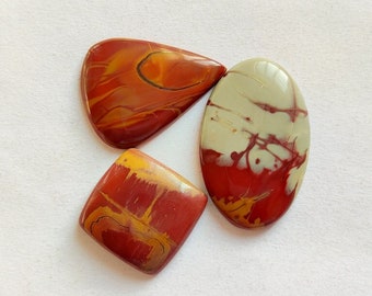 Noreena Jasper Cabochons, Pendant Size, 75 Carat, Set of 3
